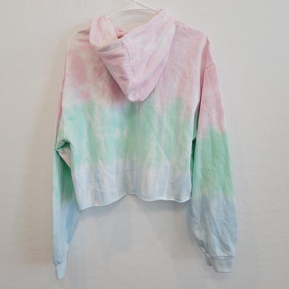 NWT AC/DC Tie Dye Graphic Cropped Hoodie Sweater M - Picture 3 of 16